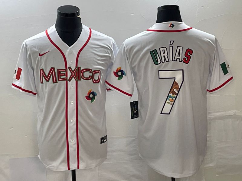 Men 2023 World Cub Mexico #7 Urias White Nike MLB Jersey79->more jerseys->MLB Jersey